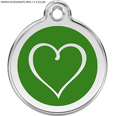 Green Pretty Heart Dog ID Tags (3x sizes)